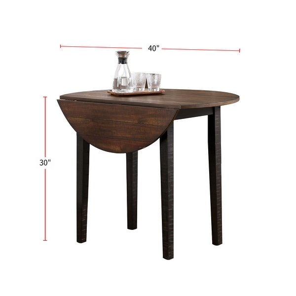 3 Piece Round Dining Table Set with Two Chairs in Dark Oak