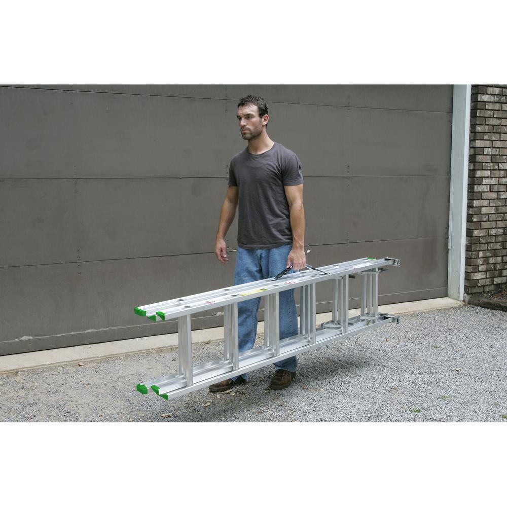 Werner 24 ft. Aluminum 3 Section Compact Extension Ladder with 225 lbs. Load Capacity Type II Duty Rating D1224-3