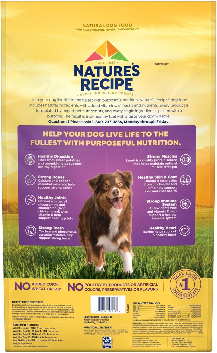 Nature's Recipe Grain-Free Lamb， Sweet Potato and Pumpkin Recipe Dry Dog Food