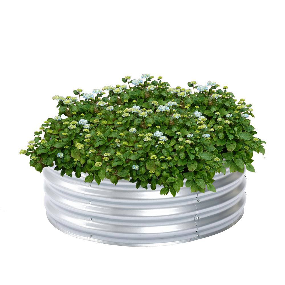 LuxenHome 36 in. Round Galvanized Steel Raised Garden Bed WHPL1665