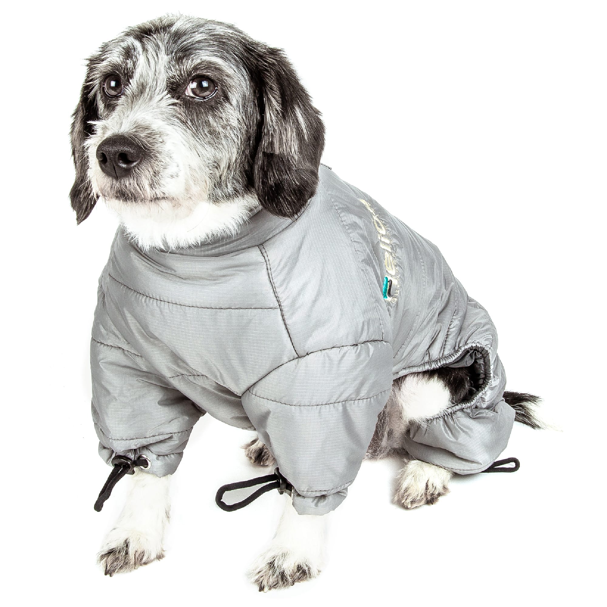 Dog Helios Grey Thunder-Crackle Full-Body Waded-Plush Adjustable and 3M Reflective Dog Jacket， X-Small