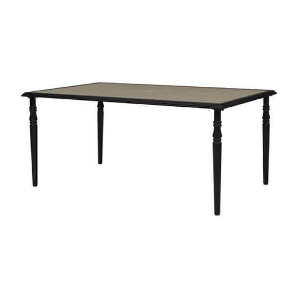 Hampton Bay Glenridge Falls Metal Outdoor Dining Table with Wood Finish Slat Top