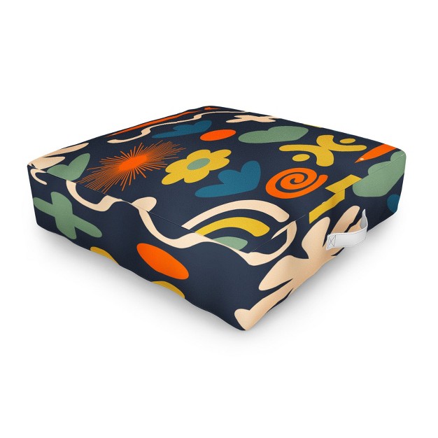 Kierkegaard Design Studio Cute Miscellany Rainbow Floral Outdoor Floor Cushion Deny Designs