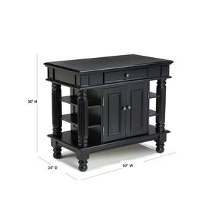 HOMESTYLES Americana Black Kitchen Island With Storage 5092-94