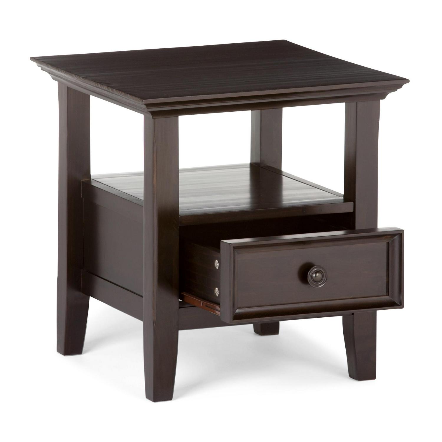 Brooklyn + Max Washington Solid Wood 19 inch Wide Square Traditional End Table in Dark Brown