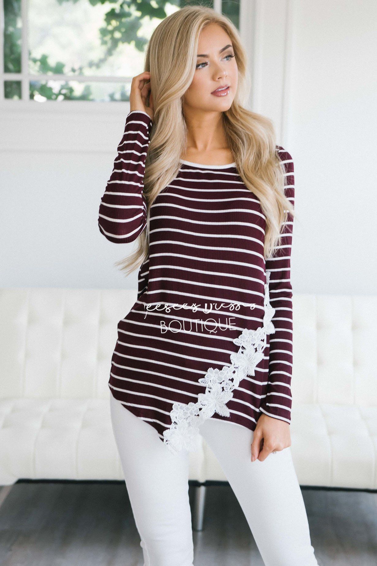 Lovely in Lace Striped Thermal Top