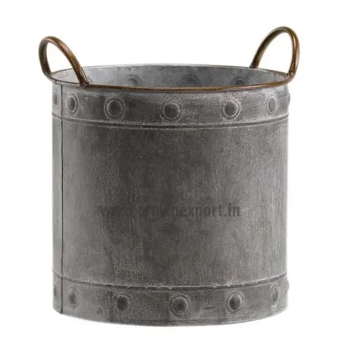 Iron Hammered Planter   Pots Gold Electroplating Finished Storage Planters Table Pots Garden Decor Flower Pots Storing Buckets