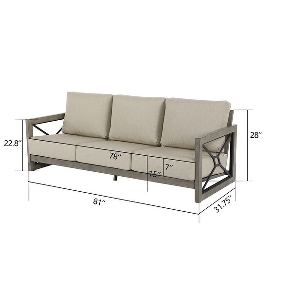 Outdoor 3 Seater Sofa with Sunbrella Fabric Cushion