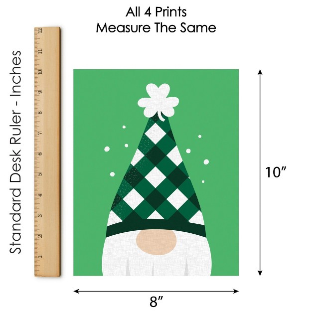 Big Dot Of Happiness Irish Gnomes Unframed St Patrick x27 s Day Linen Paper Wall Art Set Of 4 Artisms 8 X 10 Inches