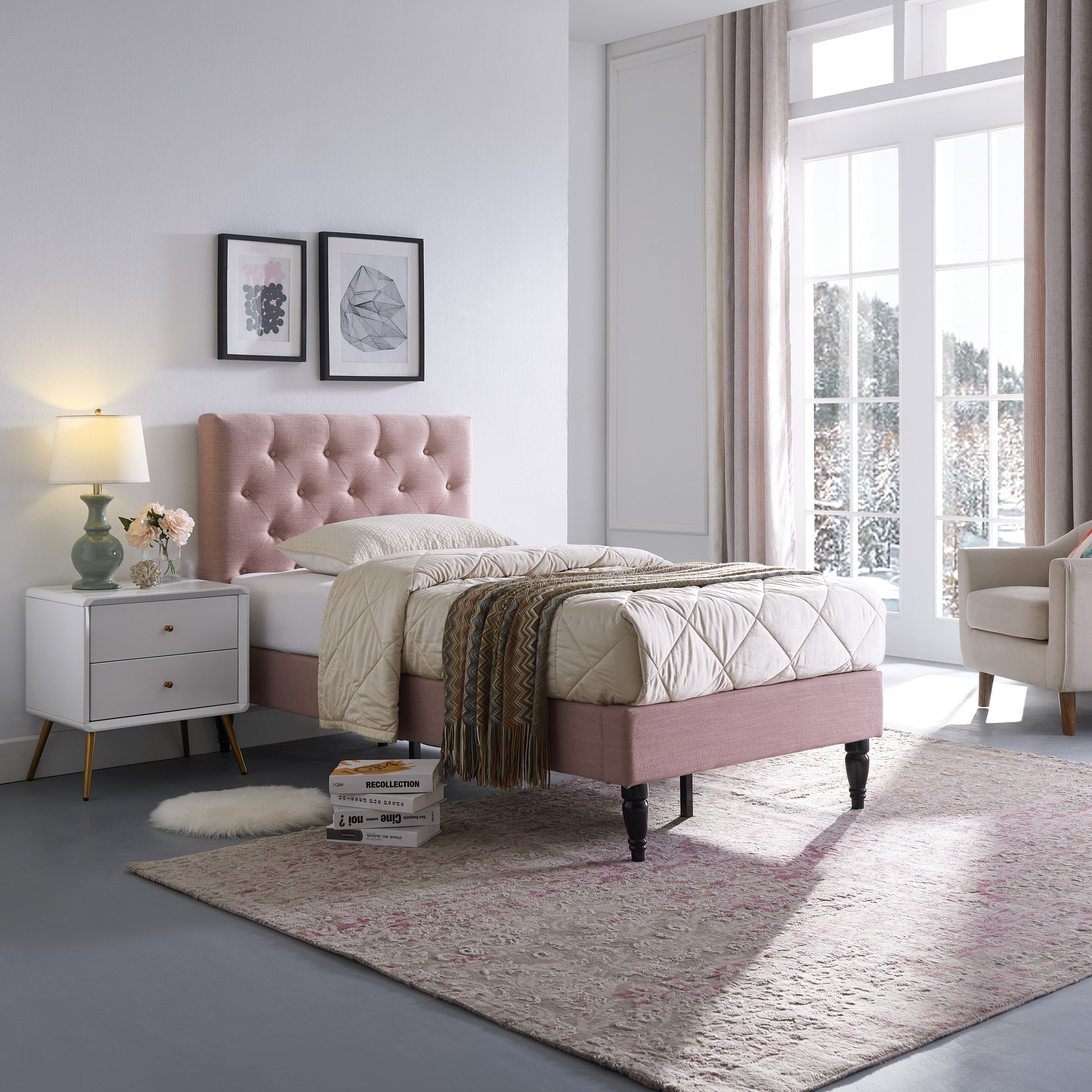 Agnes Contemporary Upholstered Platform Bed