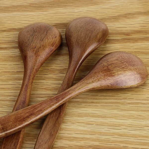 Wooden Spoons 6 Pcs Natural Grain Soup Spoon Salt Sugar Dining Spoons 5.5