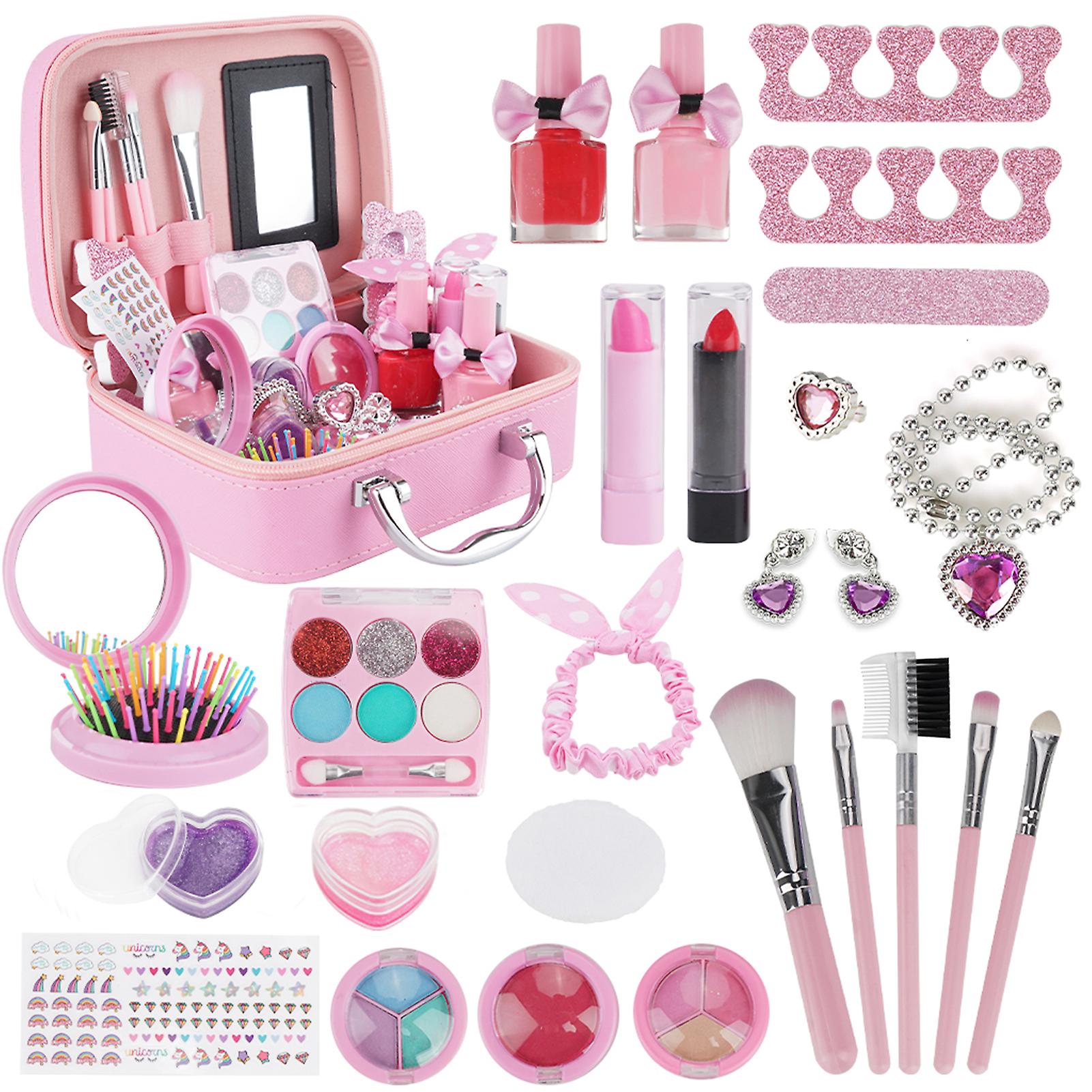 Girls Makeup Kit For Kids Children's Makeup Set Girls Princess Make Up Box Nontoxic Cosmetics Kit Toys Pretend Play Makeup Beauty Toys Christmas Gift