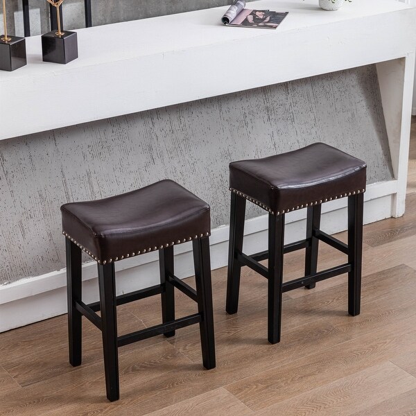 26''Faux Leather Bar Stools ，Set of 2