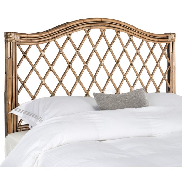 SAFAVIEH Gabrielle Brown Full Rattan Wicker Trellis Headboard - - 11098743