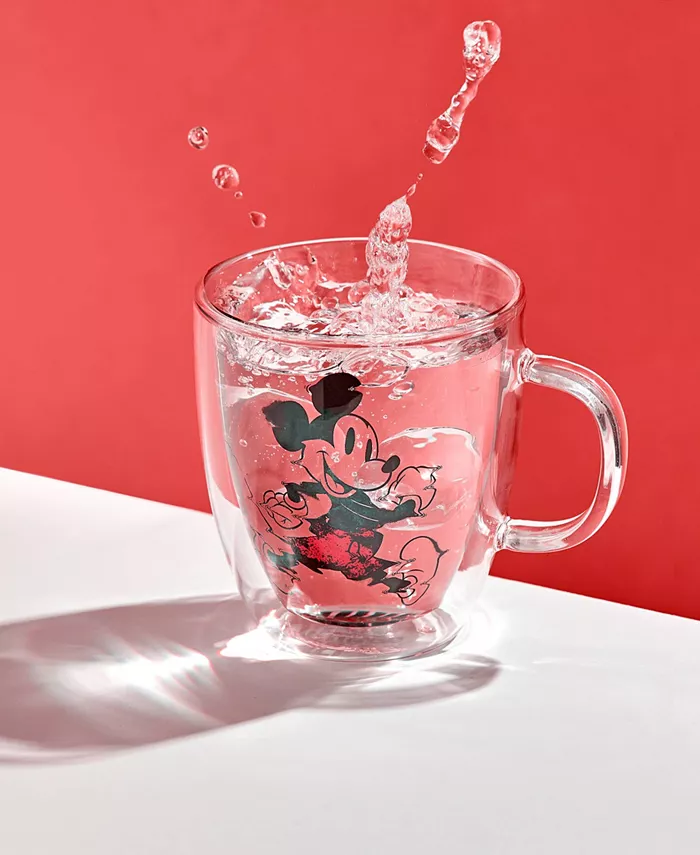 JoyJolt Mickey Mouse Glitch Double Wall Coffee Mugs 2 Piece