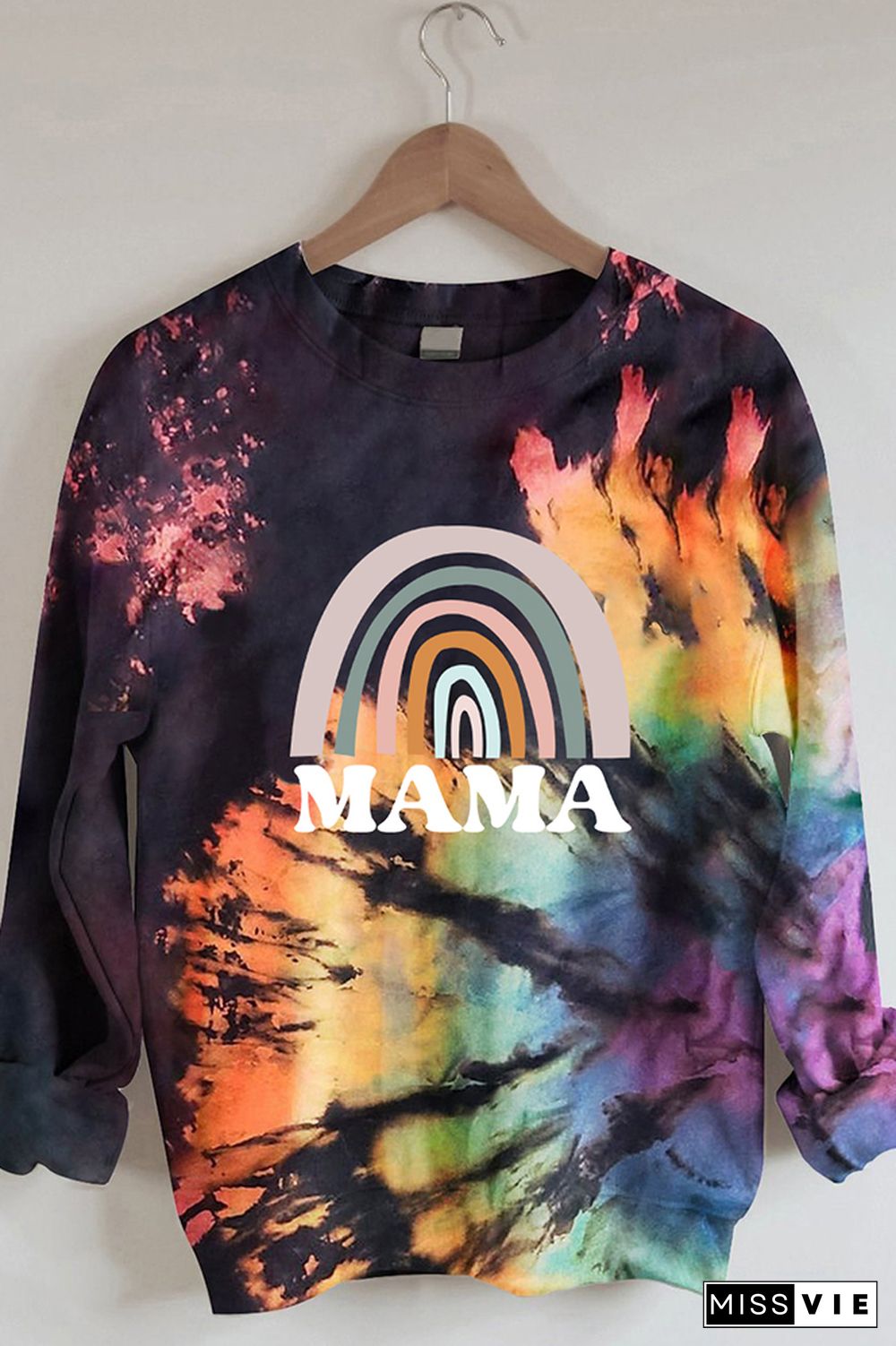 Bleached Tie Dye O-neck Sweatshirt Women Wholesale