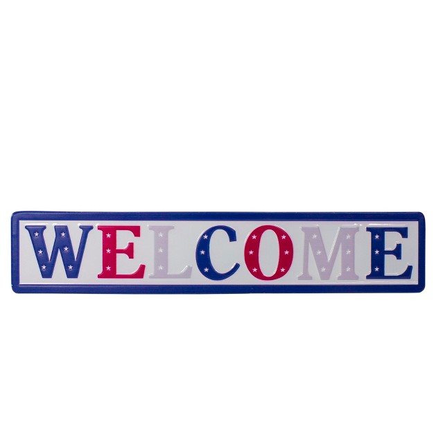 Metal Patriotic quot welcome quot Sign With Stars Wall Decor