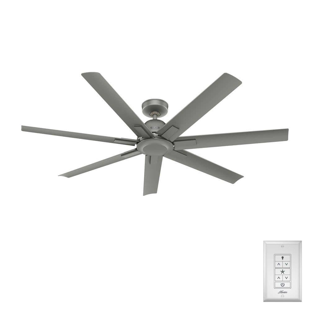 Hunter Downtown 60 in 6Speed Ceiling Fan in Matte Silver with Wall Control