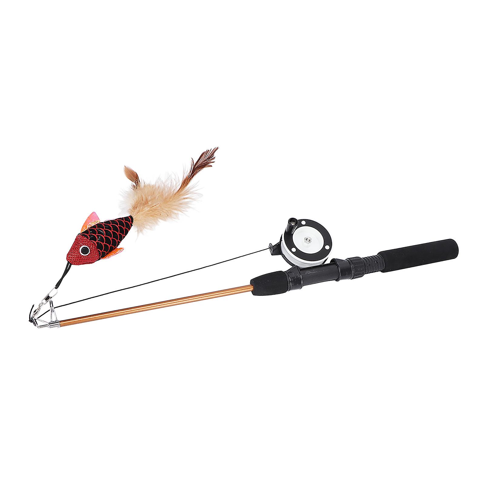 Cat Fishing Pole Toy Bite Resistance Multifunctional Cat Feather Teaser Wand Toy For Cats