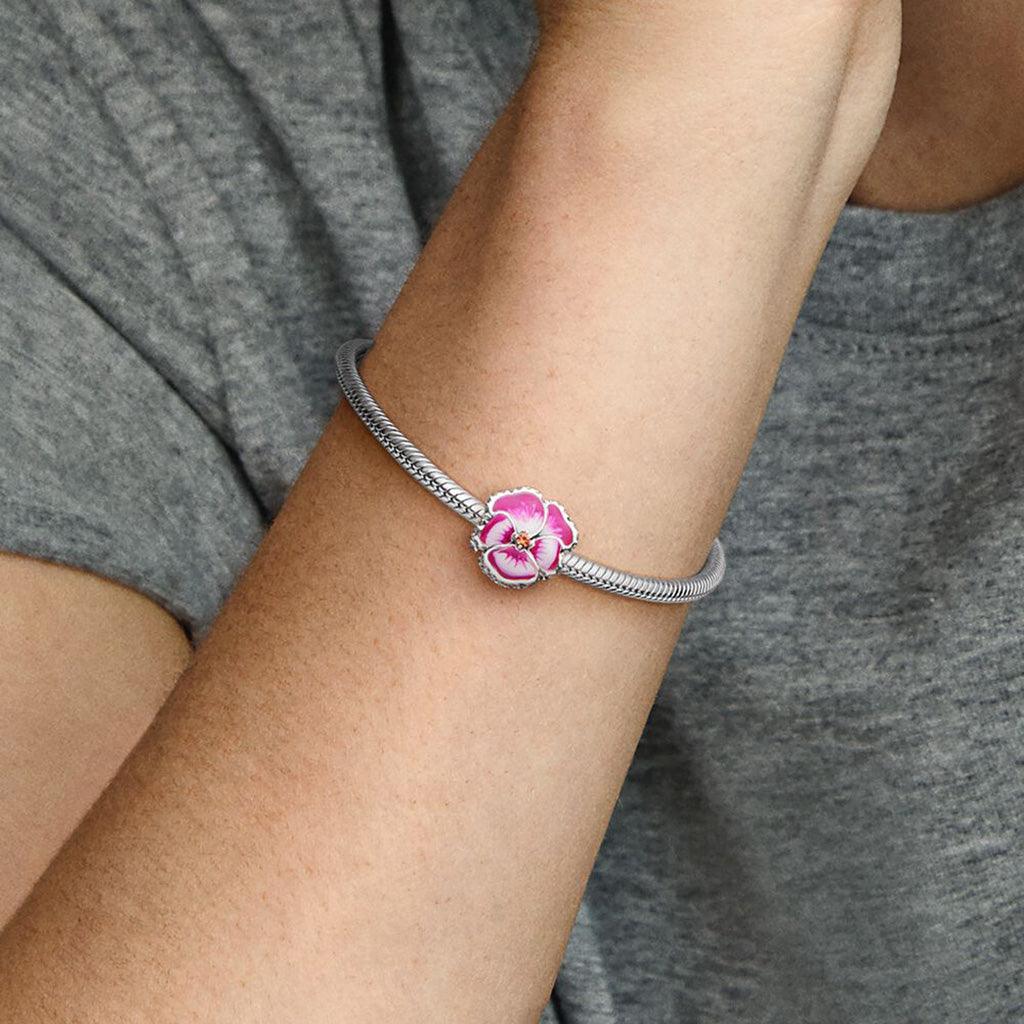 PANDORA  Pink Pansy Flower Charm