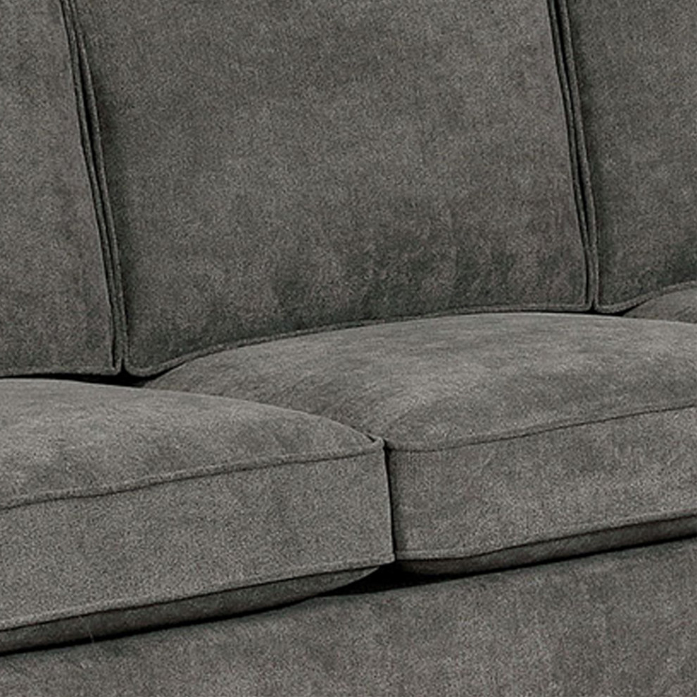 Chenille Fabric Upholstered Wooden Sofa With Flared Arms  Gray   Transitional   Sofas   by VirVentures  Houzz