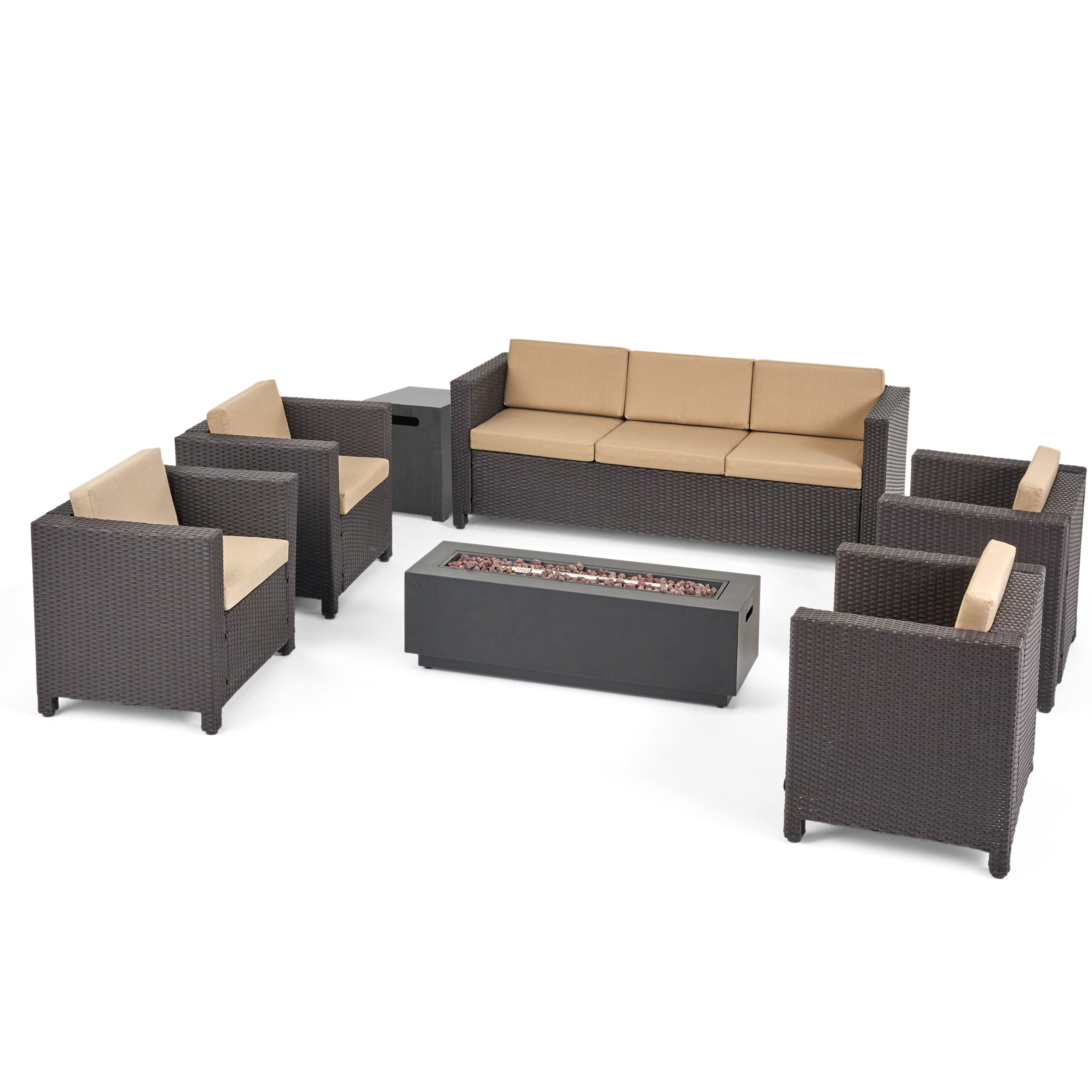 Venice 7-Seater Outdoor Fire Pit Sofa Set