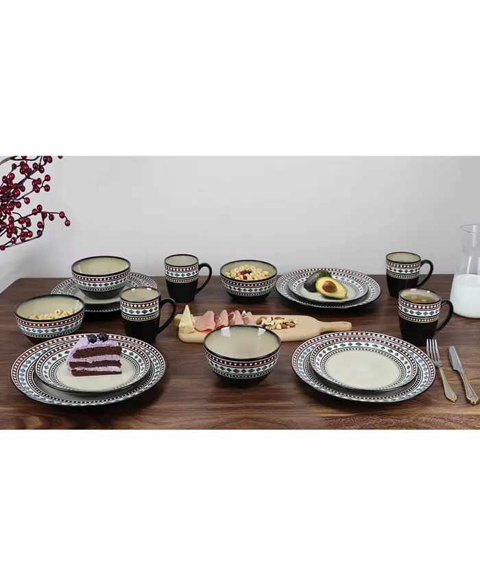 Lorren Home Trends 16 Piece Glazed Dinnerware