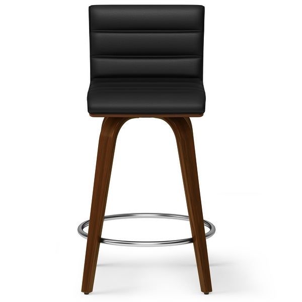 WYNDENHALL Madigan Mid Century Modern Counter Height Stool in Black Faux Leather - 18.9