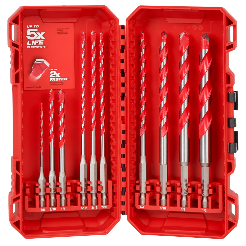 Milwaukee SHOCKWAVE Impact Duty Carbide Hammer Drill Bit Kit 10pc