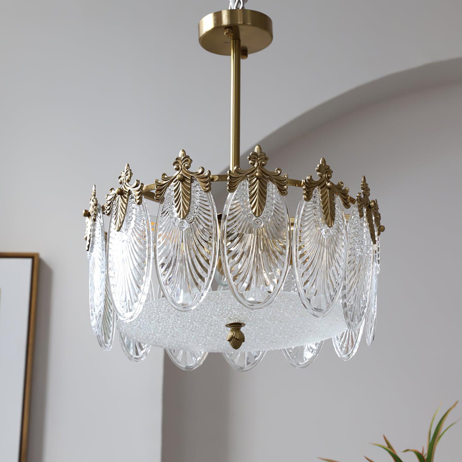 Decorative Pattern Glass Round Chandelier