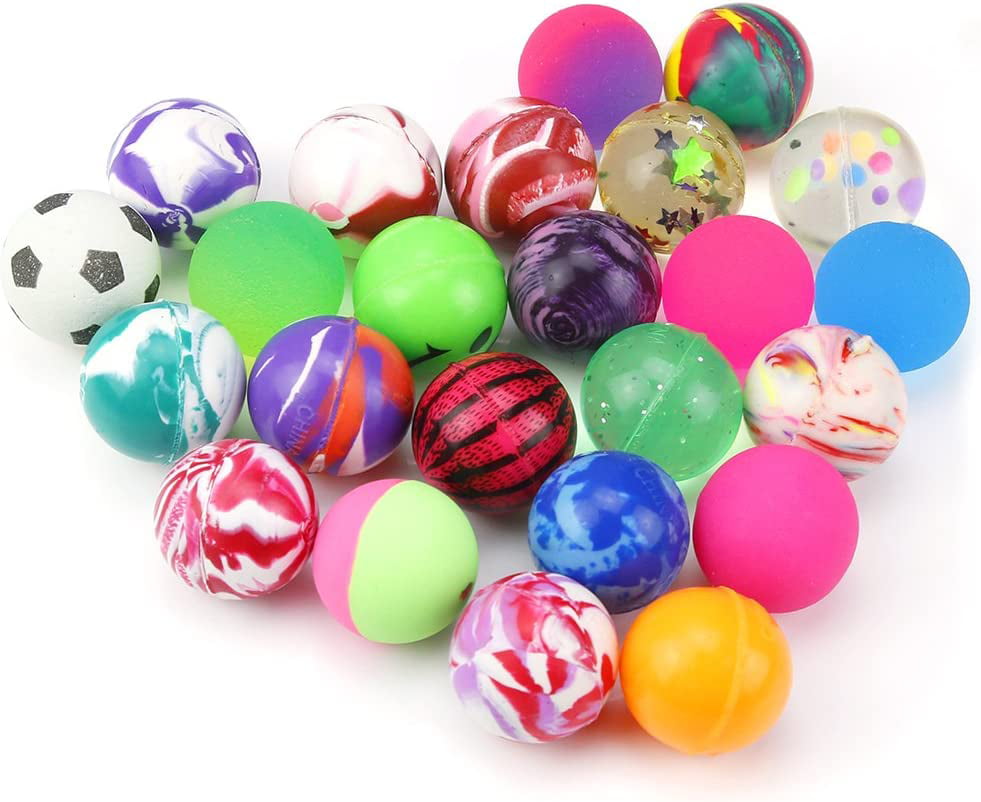 Pllieay 24 Pcs Jet Bouncy Balls for Kids Birthday Party Favors， Mixed Color Rubber Bouncing Ball Gift Toys for Boys and Girls