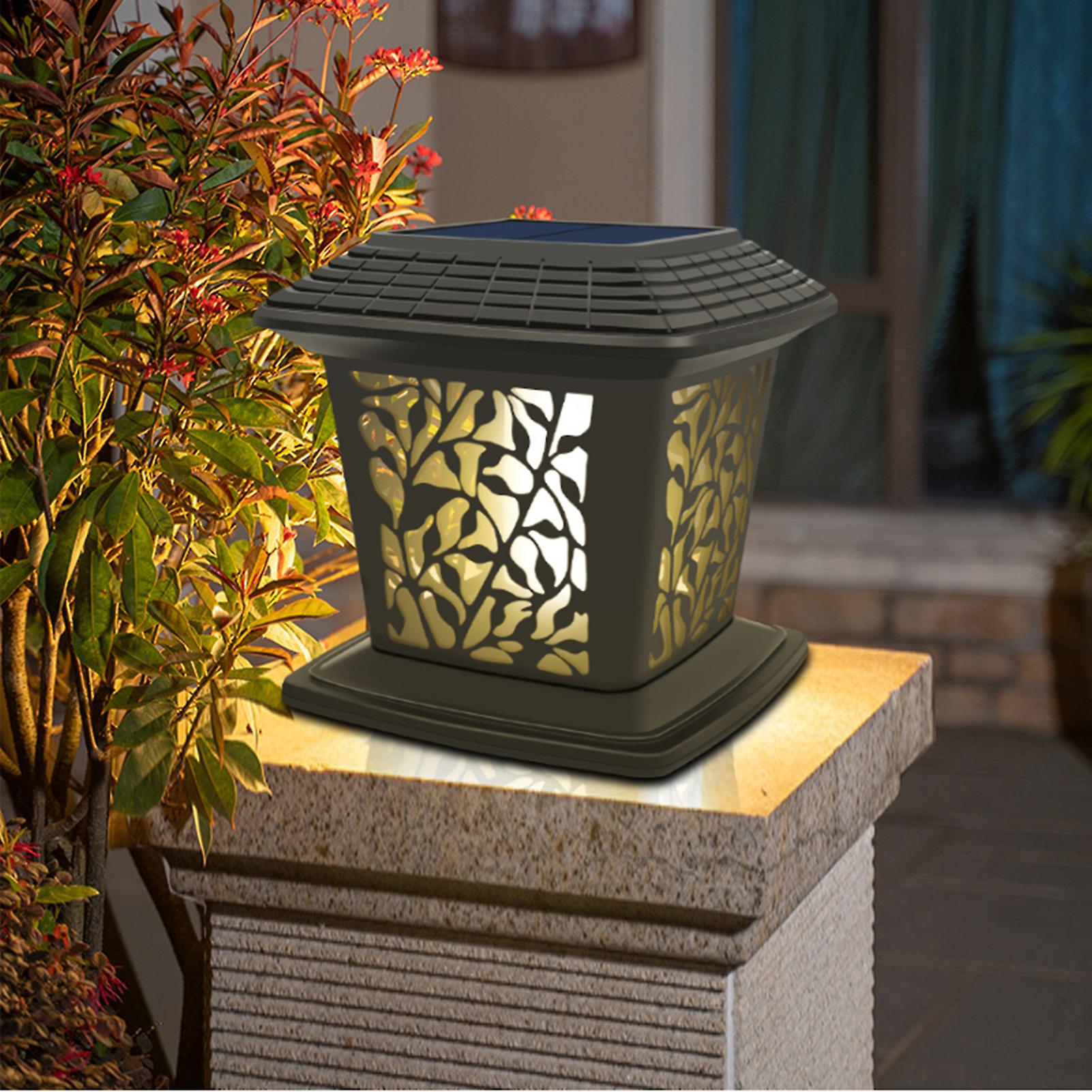 2w Solar Post Cap Fence Light Outdoor Lamp Dynamic Flames Light Effect Lighting Sensitive Light Control/ Ip65 Water Resistance Built-in 1500mah High C