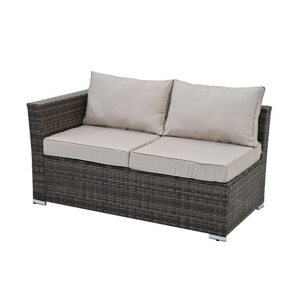 4Piece Outdoor Wicker Sofa Set with Tempered Glass Top Table