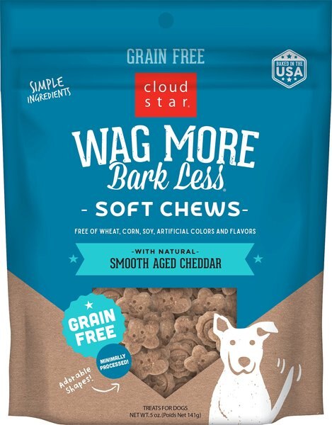 Cloud Star Wag More Bark Less Soft Chews with Smooth Aged Cheddar Grain-Free Dog Treats