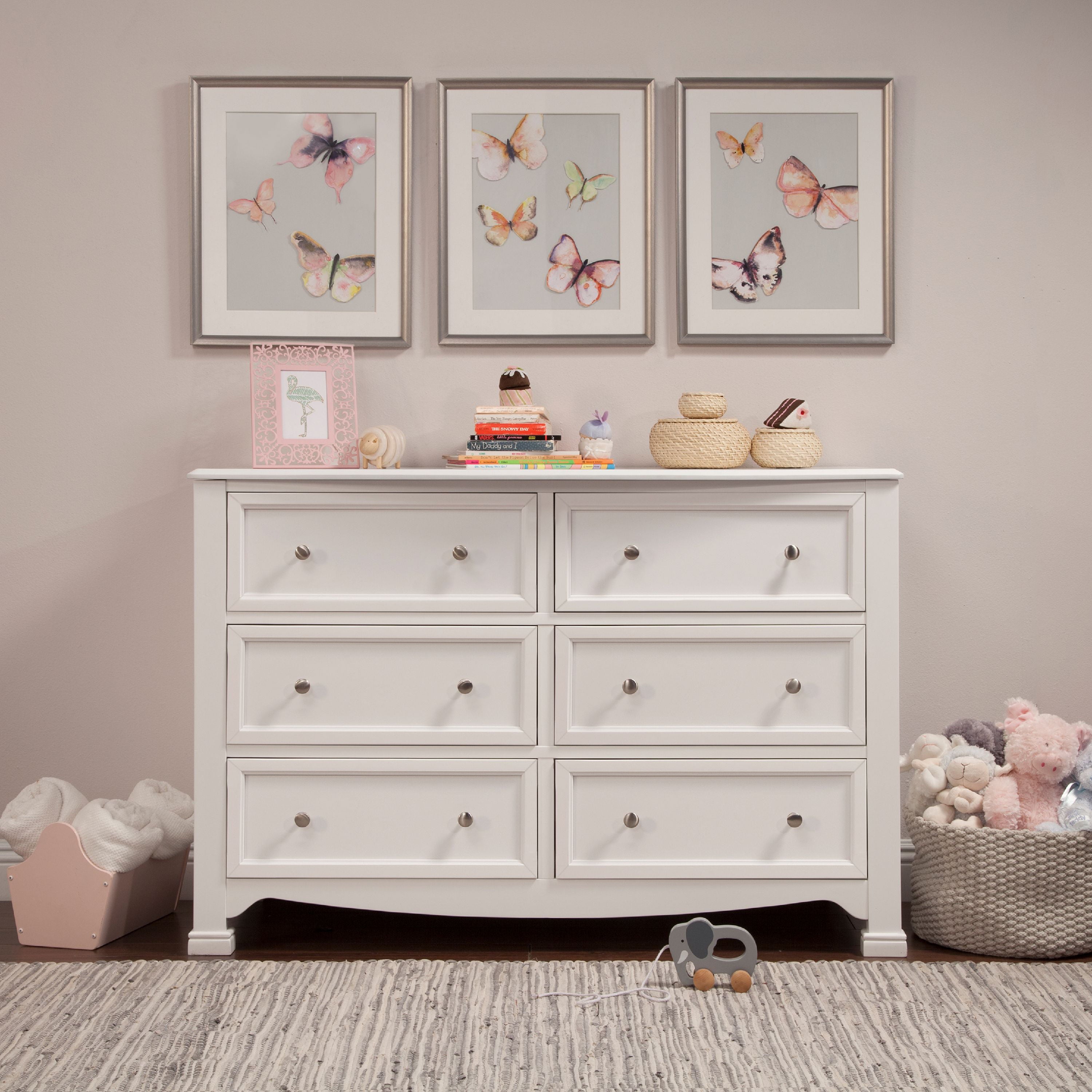 DaVinci Kalani 6 Drawer Double Wide Dresser in White Finish