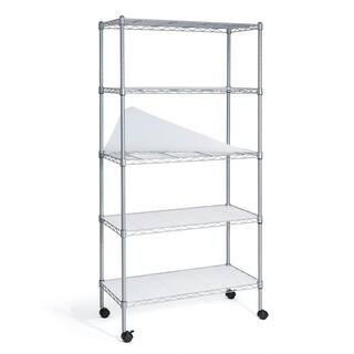 CAPHAUS Grey 5-Tier Adjustable Height Welded Garage Storage Shelving Unit with LinerWheels (30 in. W x 61 in. H x 14 in. D) RWW-CH30145WL-SV