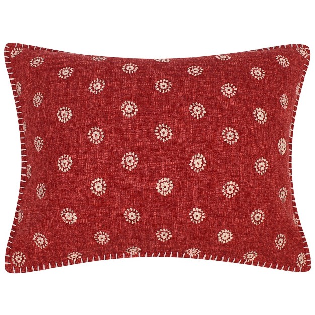 Emel Red Embroidered Whipstitch Pillow Levtex Home