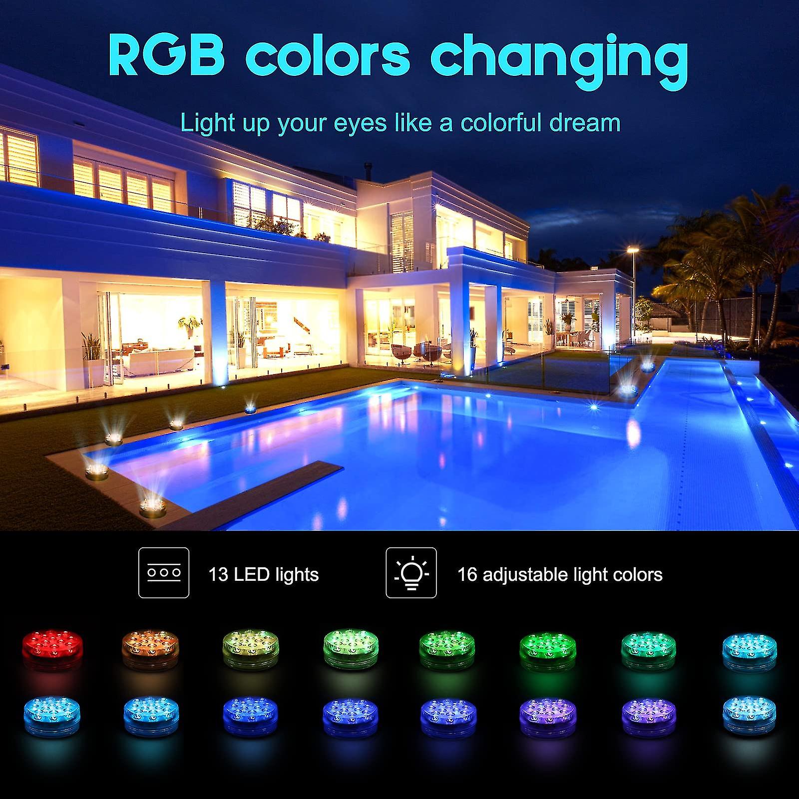 Submersibd ， 4 Pack Led S With Remote Rgb Changing Pond Ing Rat For Vase Base， Swimming Pool