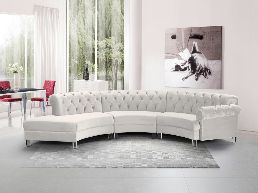 Anabella Velvet Sectional   Contemporary   Sectional Sofas   by Meridian Furniture  Houzz