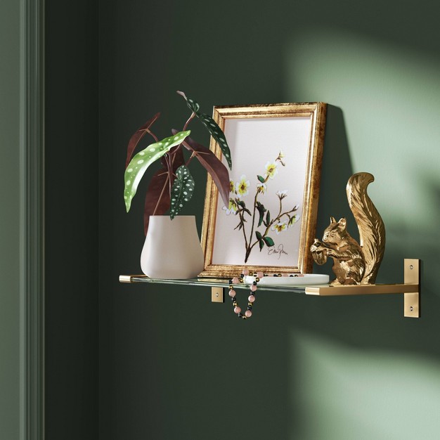 Glass And Brass Shelf Gold