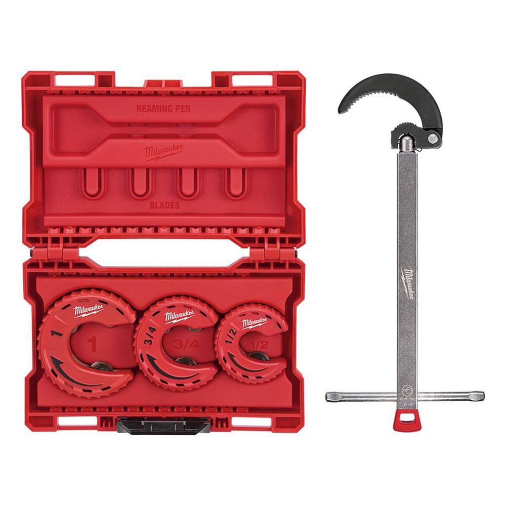 MW Close Quarters Tubing Cutter Set with 2.5 in. Basin Wrench (4-Piece) 48-22-4263-48-22-7002