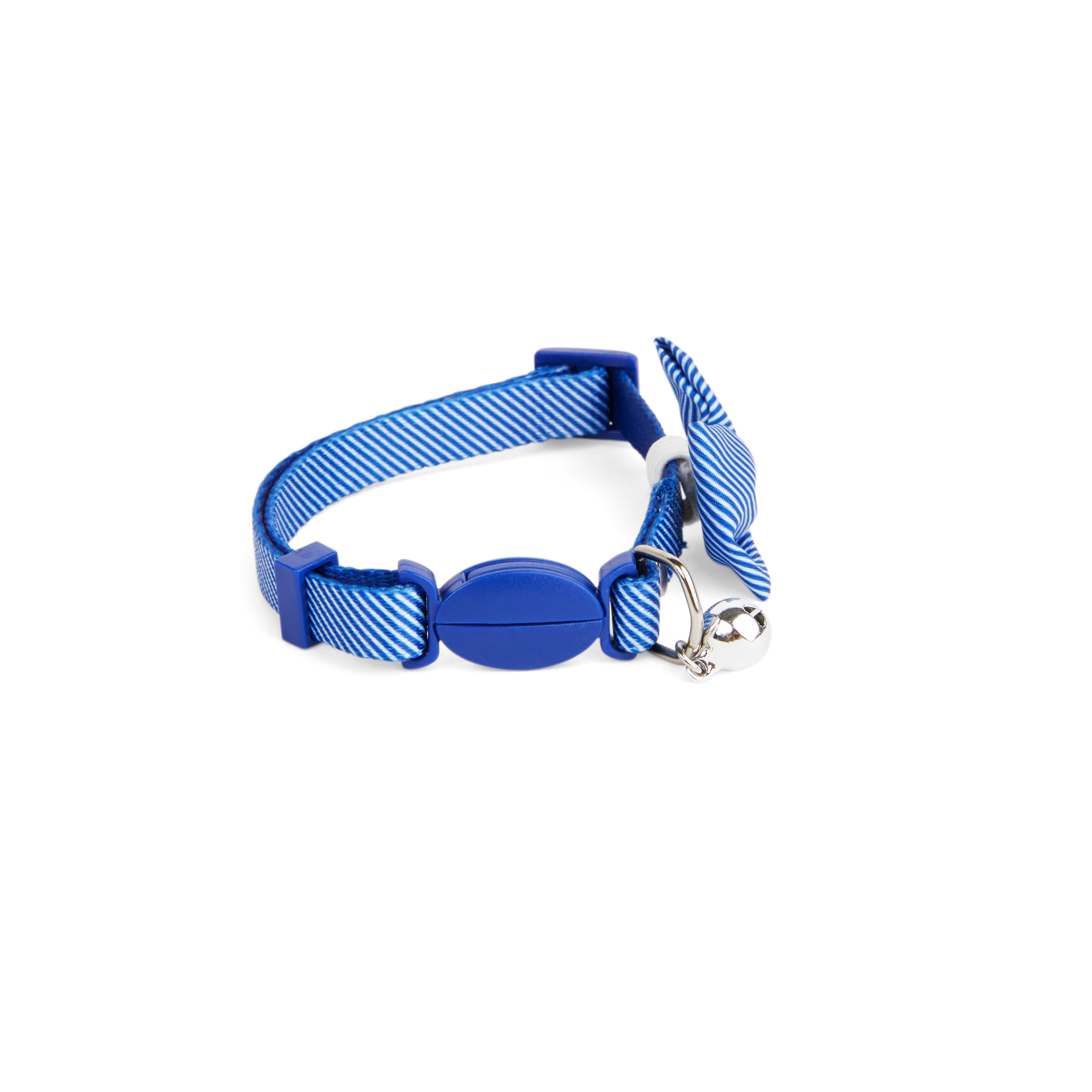 YOULY Blue Seersucker Breakaway Bowtie Cat Collar