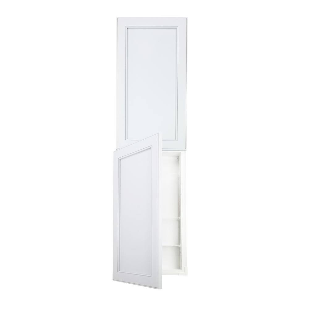 WG Wood Products 15.5 in. W x 59 in. H 3.5 in. D Dogwood Inset Panel White Enamel Recessed Medicine Cabinet without Mirror DOG-256-WHITE