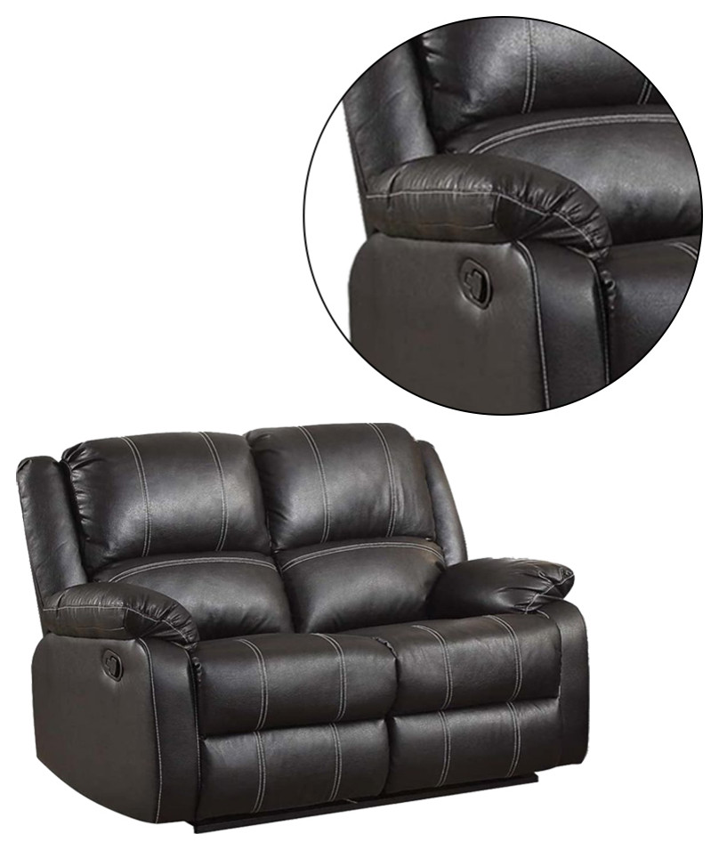 Faux Leather Metal Reclining Loveseat  Red   Contemporary   Loveseats   by Simple Relax  Houzz