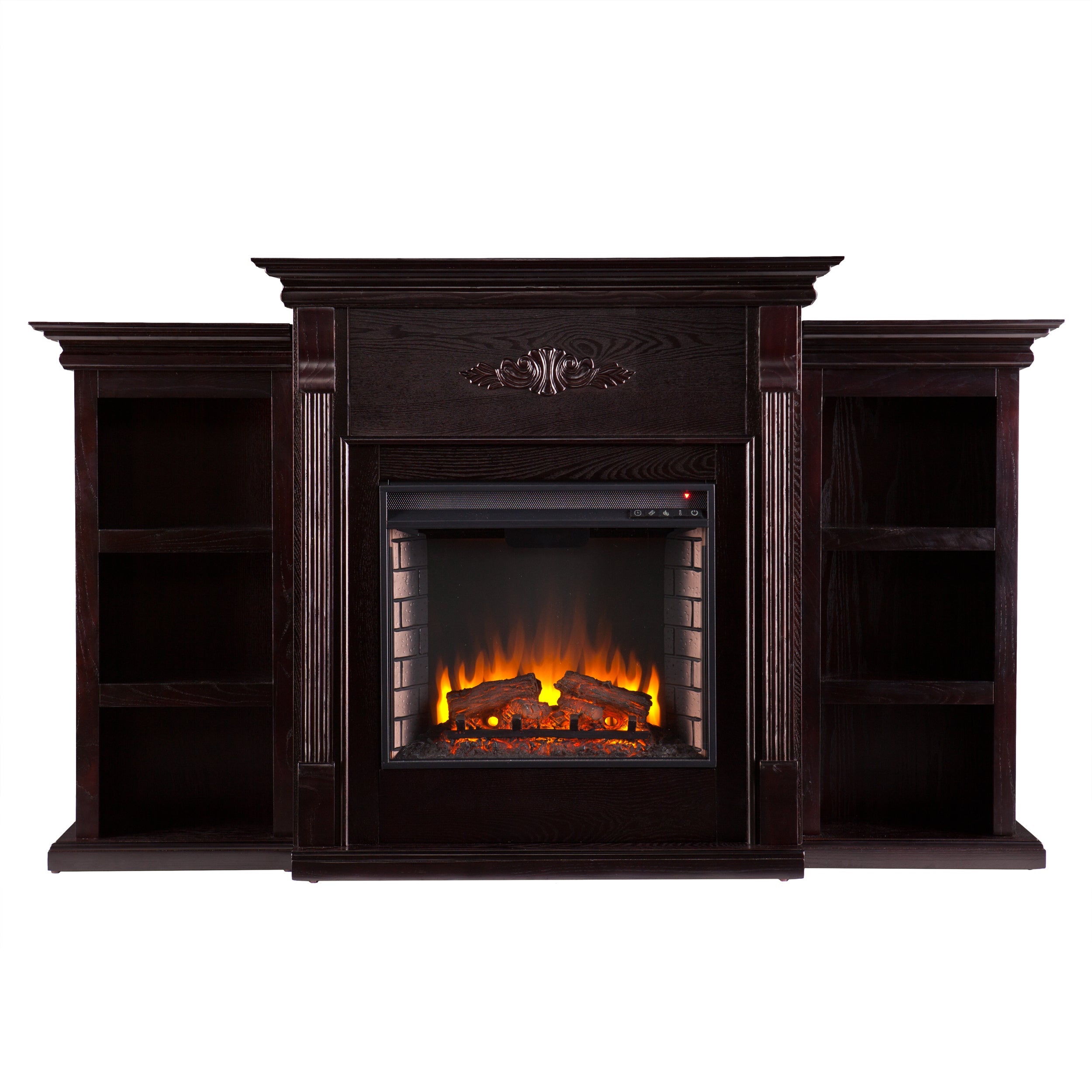 SEI Teiol Soft Traditional, Electric Fireplace with Bookcases in Classic Espresso Finish