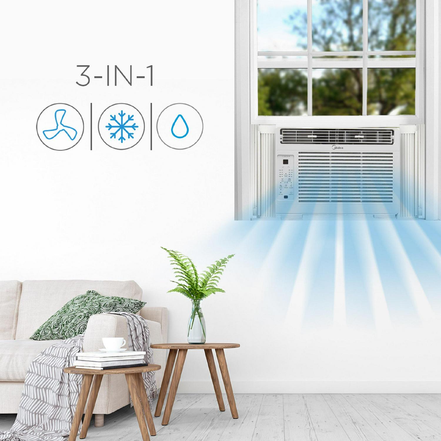 Midea 6，000 BTU 115V Window Air Conditioner with Comfort Sense Remote， White， MAW06R1WWT