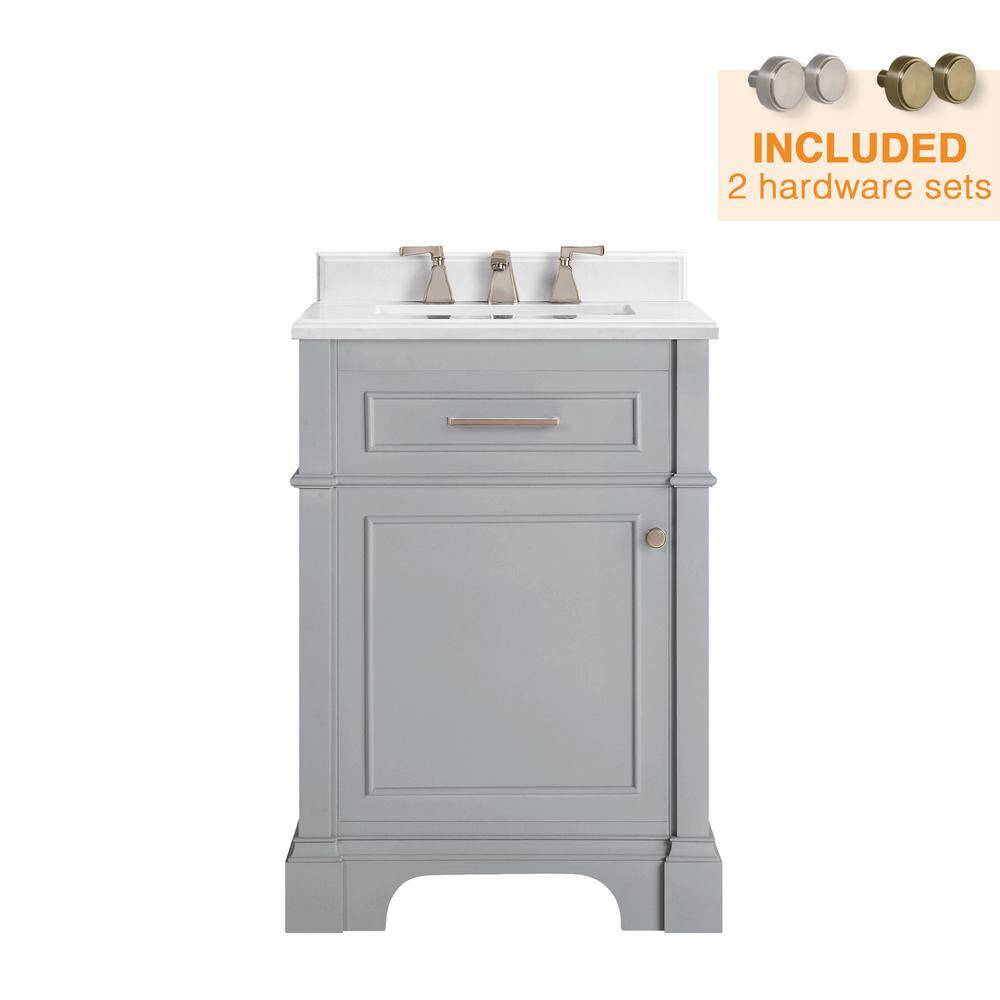 Home Decorators Collection Melpark 24 in. W x 20 in. D x 34.5 in. H Bath Vanity in Dove Gray with White Cultured Marble Top Melpark 24G