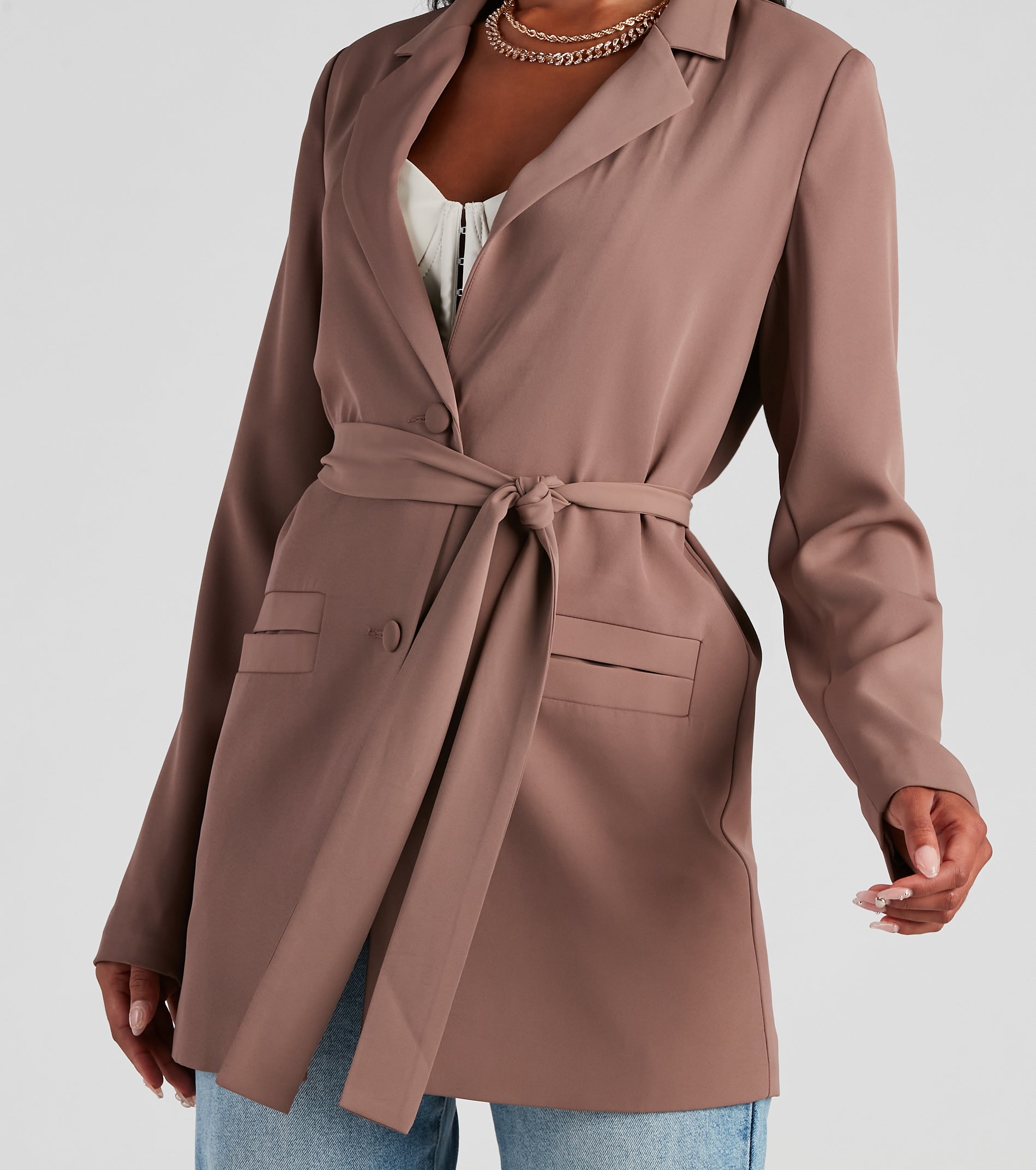 Seriously Chic Woven Long Blazer