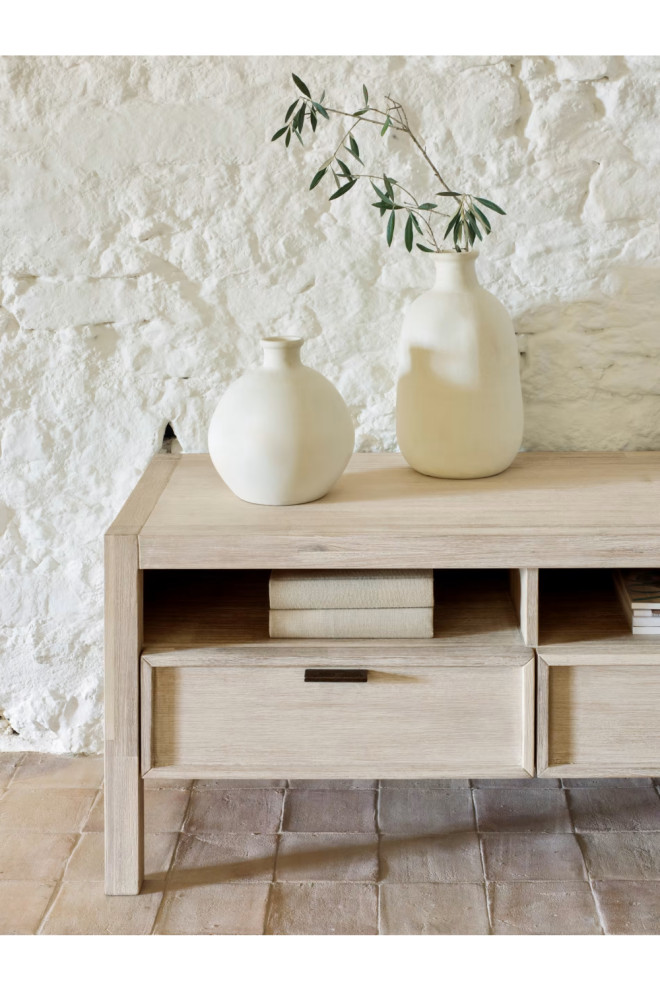 Natural Wooden TV Stand  La Forma Alen   Farmhouse   Entertainment Centers And Tv Stands   by Oroa   Distinctive Furniture  Houzz