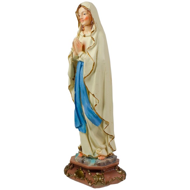 Our Lady Of Lourdes White And Blue Polyresin Tabletop Figurine